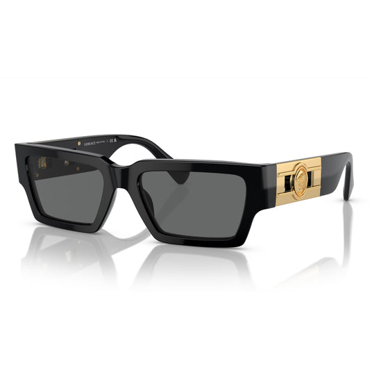 Gafas de sol unisex Versace VE4459 rectangulares de color liso - Negro/gris oscuro