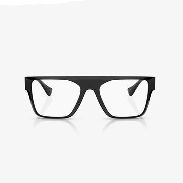 Versace Men's Rectangle Eyeglasses, Black/Gold