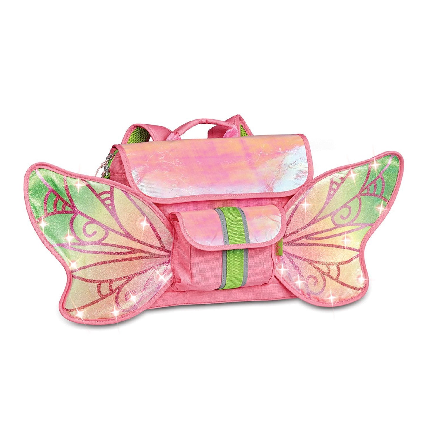 Mochila pequeña Bixbee Fairy Flyer de 12" con luces LED en poliéster, color rosa