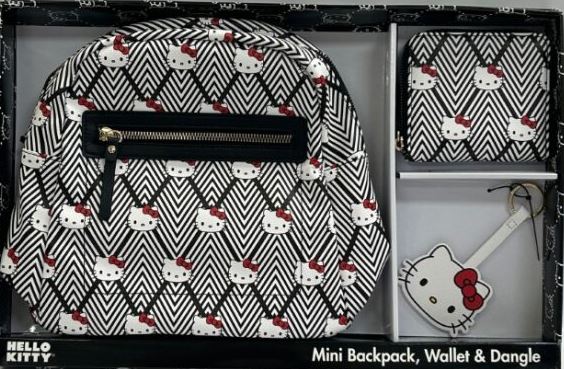 Set de regalo con minimochila, billetera y llavero colgante de Hello Kitty de Disney