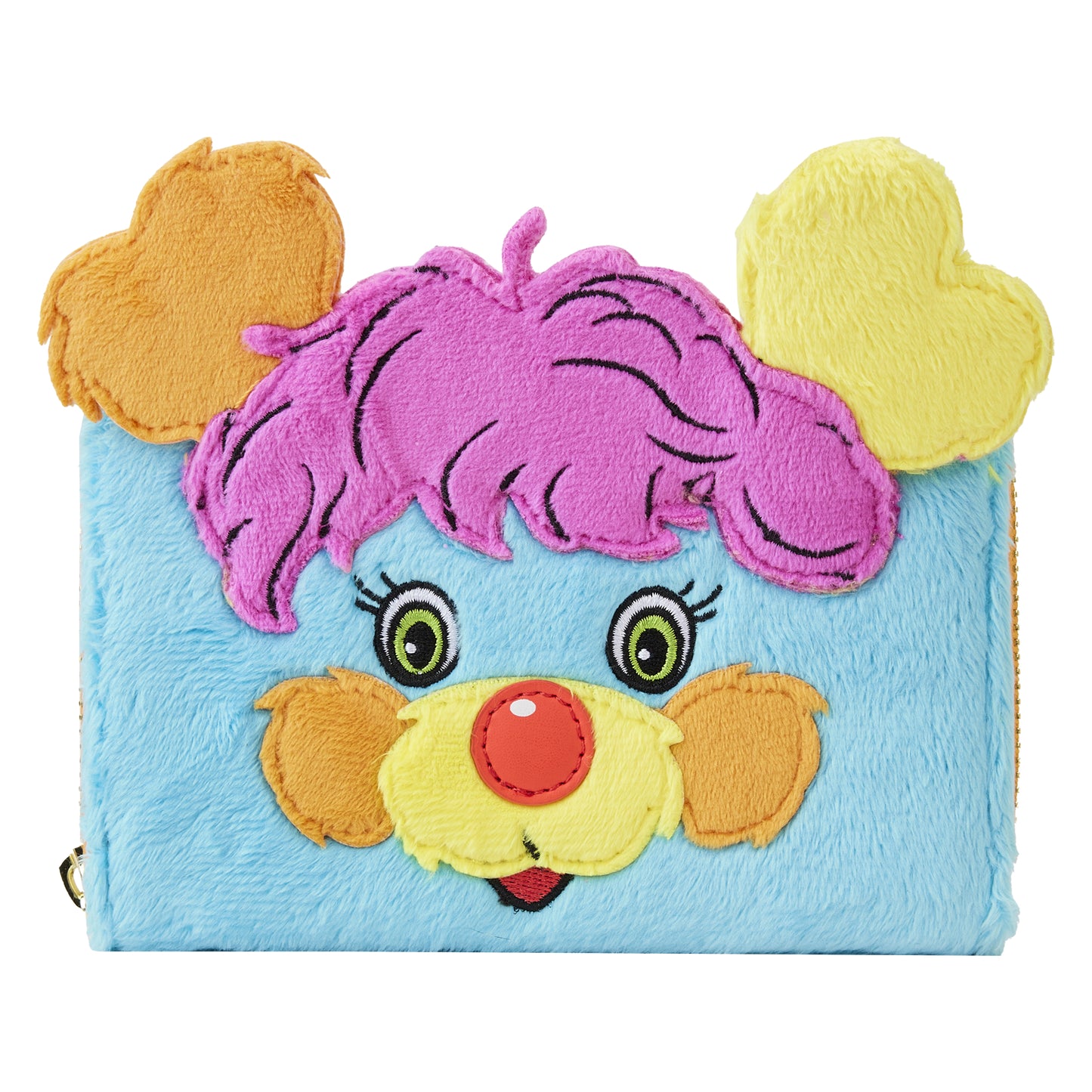 Cartera de peluche con cremallera alrededor de la cabeza de Popples de 6" de Loungefly, de piel sintética, color azul