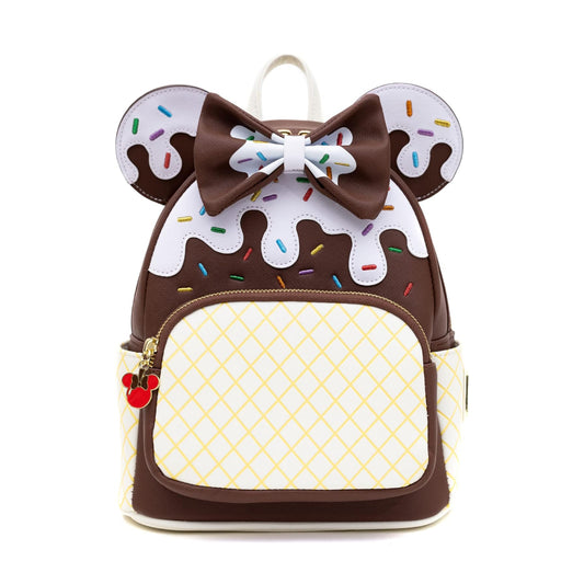 Mochila pequeña con forma de cono de helado de chocolate de Minnie Mouse de Disney de Loungefly