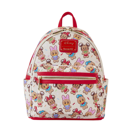 Mochila pequeña con estampado integral de galletas de jengibre y Mickey &amp; Friends de Disney de Loungefly con diadema para las orejas