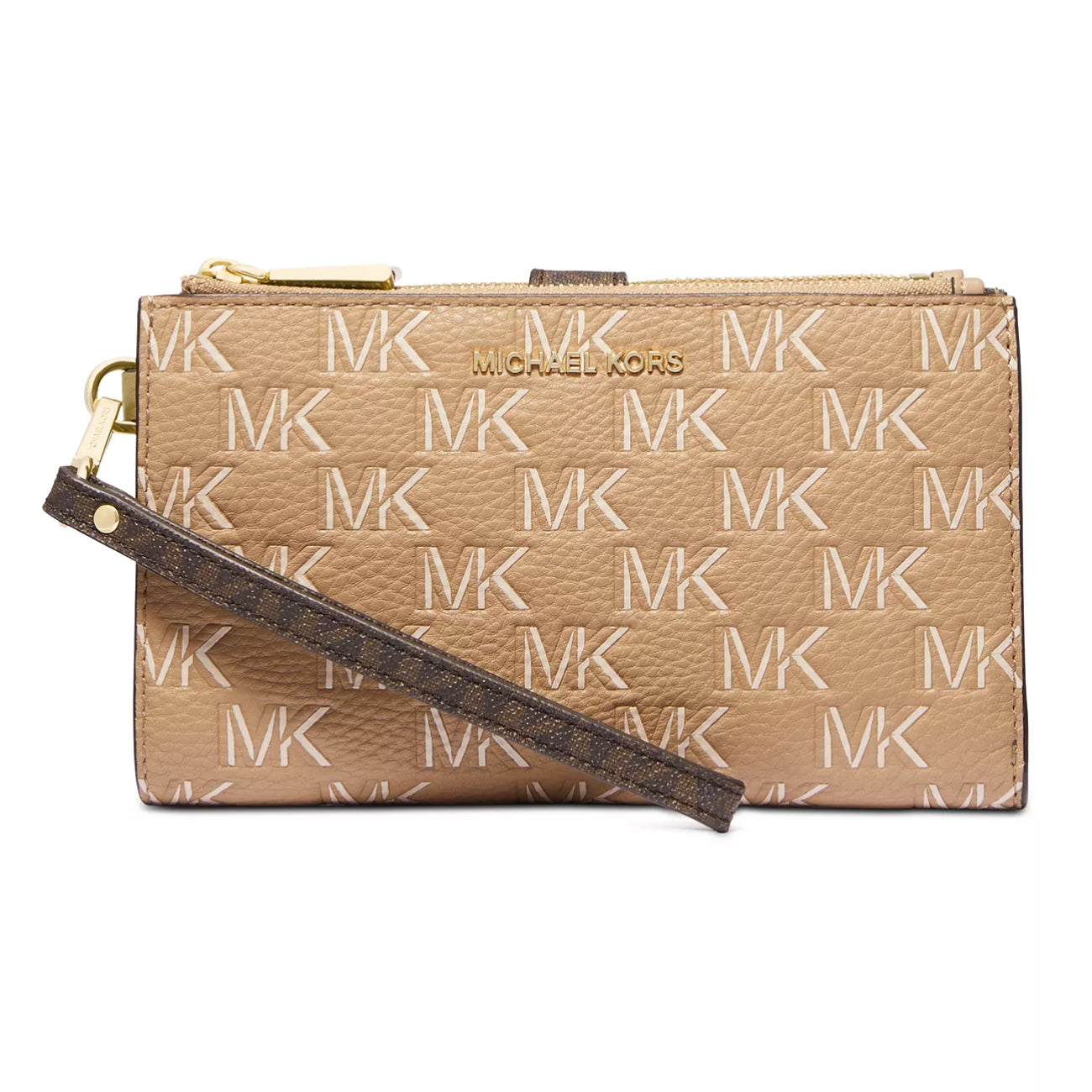 Michael Kors Jet Set Logo Double Zip Wristlet - Camel