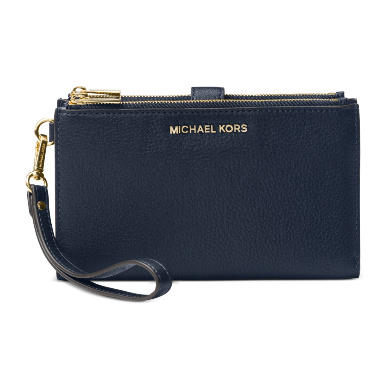 Bolso de mano para teléfono Michael Kors Adele Small Pebble de piel con doble cremallera