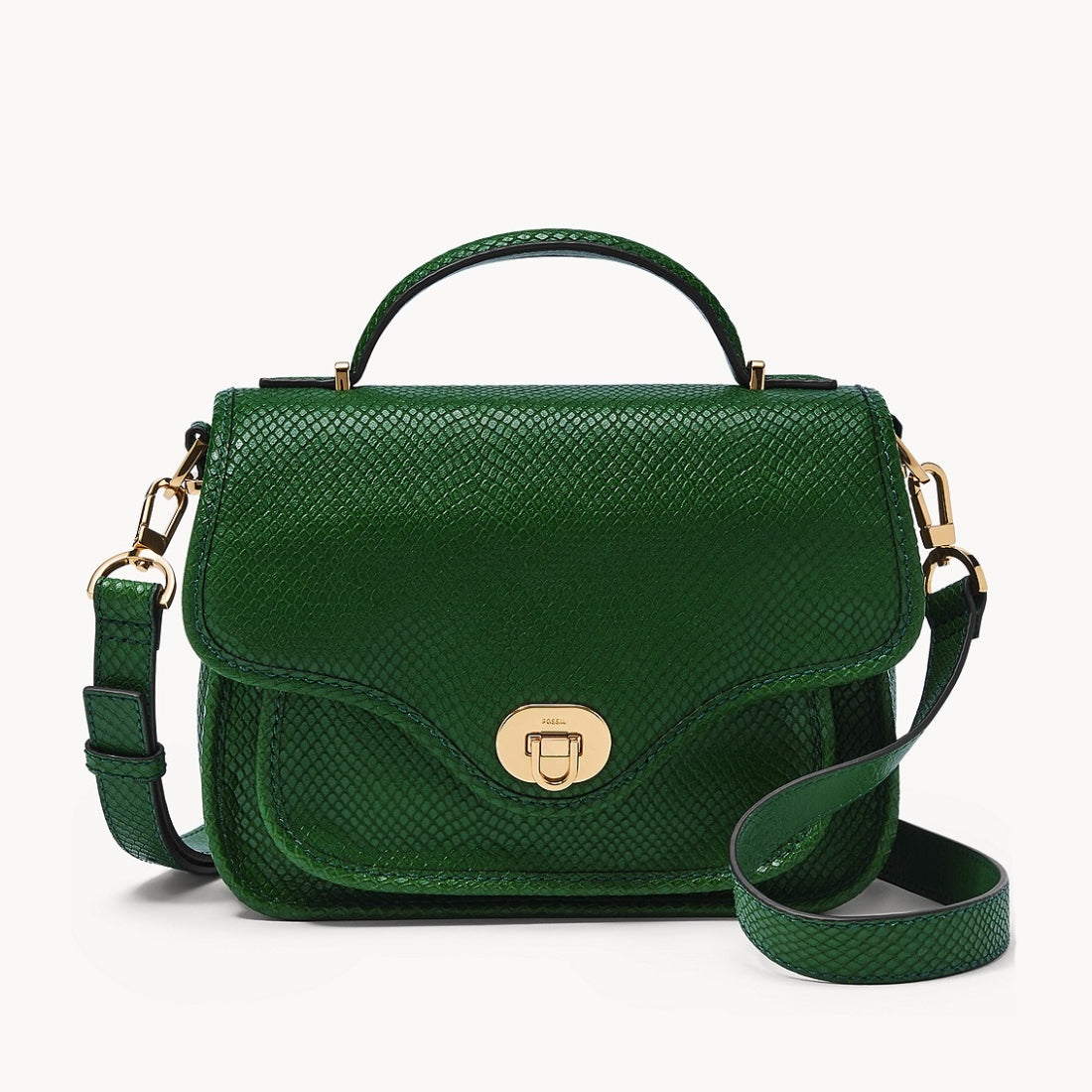 Bolso bandolera Fossil Heritage de 7,1" con asa superior - Verde mediano