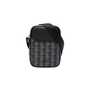 Lacoste The Blend Monogram Print Shoulder Bag - Black/Gray