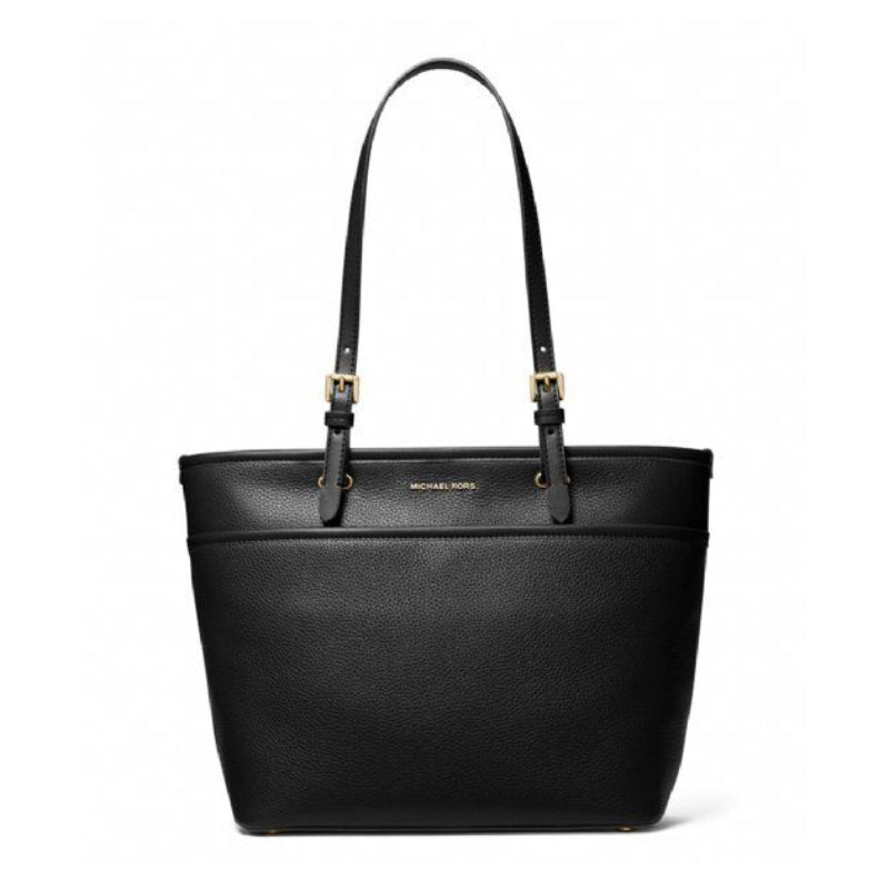 Bolso tote grande con bolsillo superior con cremallera y logotipo de Michael Kors - Negro