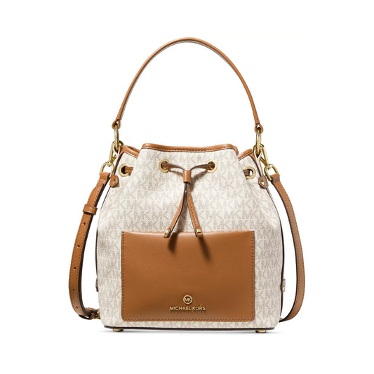 Michael Kors Maeve 9" Bucket Messenger Bag - Vanilla/Acorn