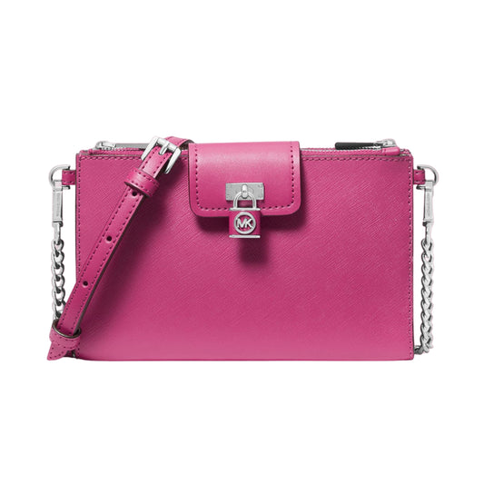 Bolso bandolera pequeño con doble cremallera de Michael Kors - Fucsia intenso