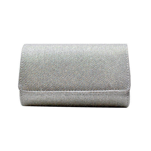 La Regale Harper Sparkle Jacquard Roll Clutch - Silver