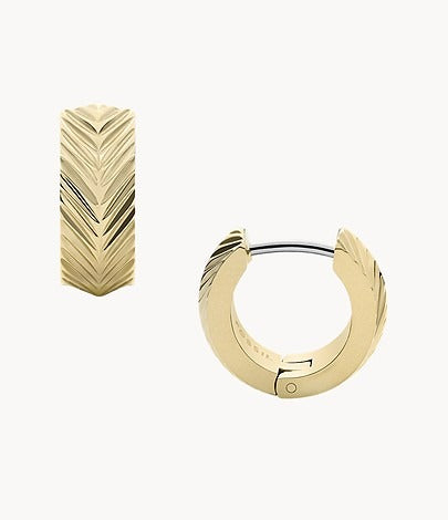 Aros Huggie para mujer en tono dorado con diseño lineal Harlow de Fossil 