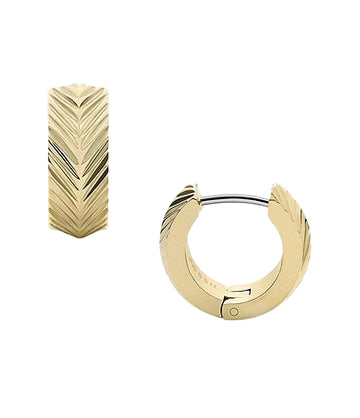 Aros Huggie para mujer en tono dorado con diseño lineal Harlow de Fossil 