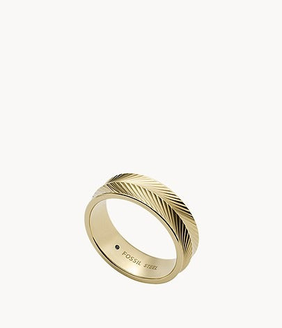 Fossil Harlow Linear Women's Stainless Steel Band Ring in Gold Tone