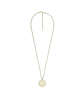 Collar con colgante de acero inoxidable para mujer Fossil Sutton Golden en tono dorado