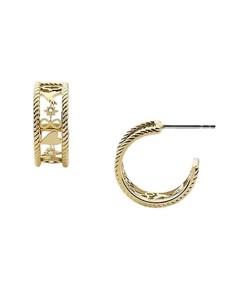 Pendientes de aro de acero inoxidable dorados Sutton Golden para mujer de Fossil