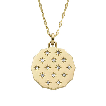 Fossil Sadie Scalloped Edge Women's Pendant Necklace in Gold-Plated over Stainless Steel