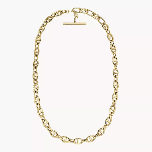 Fossil Heritage Women's D-Link Anchor Chain Necklace in Gold-Plating over Stainless Steel