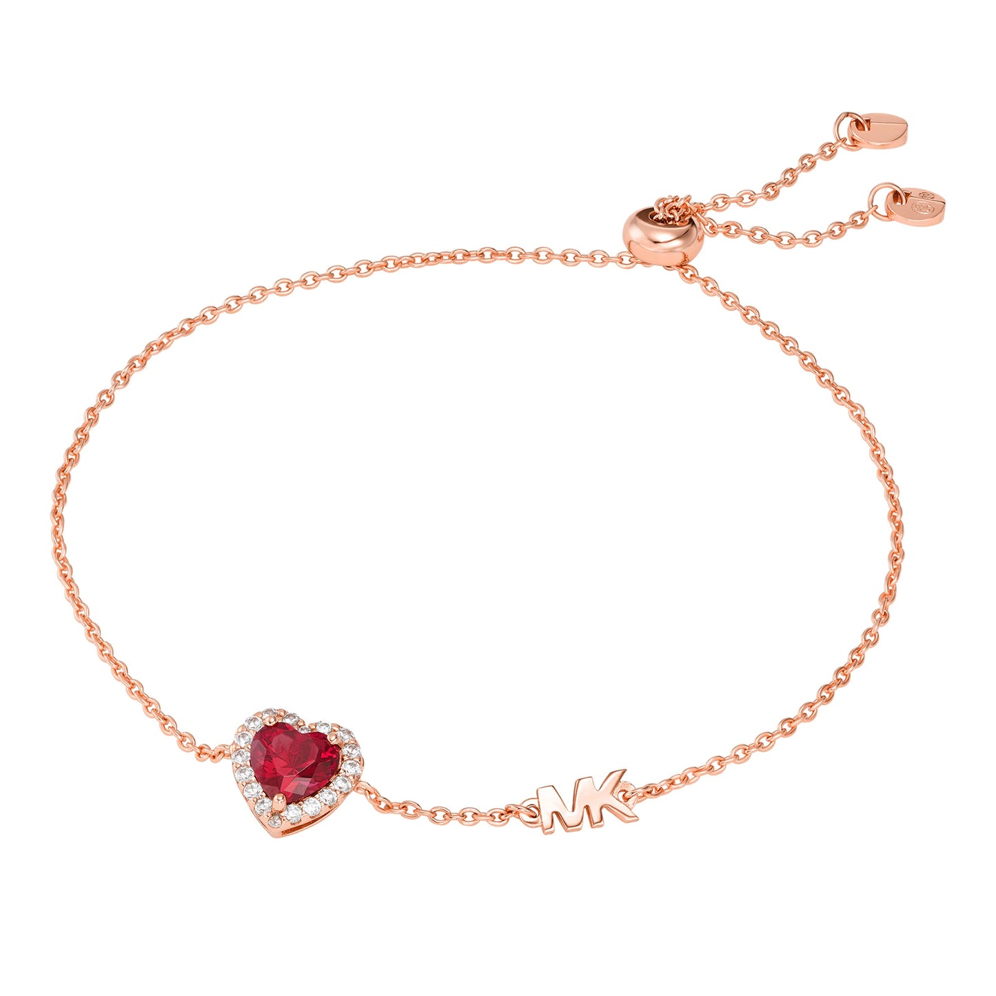 Pulsera deslizante con forma de corazón de Michael Kors para mujer en baño de oro rosa de 14 quilates sobre plata de ley