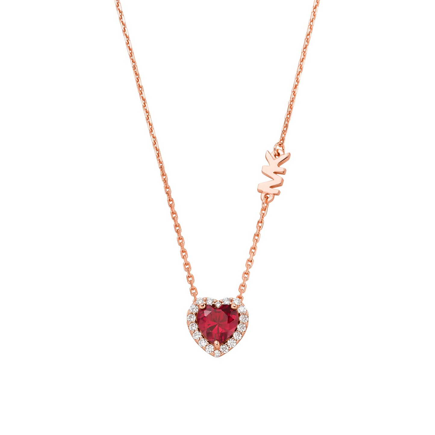 Collar con colgante de corazón cortado para mujer de Michael Kors en baño de oro rosa de 14 quilates sobre plata de ley