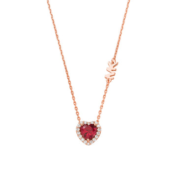 Michael Kors Heart-Cut Women's Pendant Necklace in 14K Rose Gold-Plated over Sterling Silver