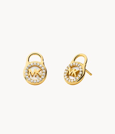 Pendientes con cierre de nácar para mujer de Michael Kors con baño de oro de 14 quilates sobre plata de ley