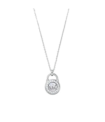 Collar con colgante de candado de madreperla para mujer de Michael Kors en plata de ley
