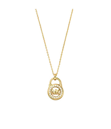 Michael Kors Women's Lock Pendant Necklace in 14K Gold-Plated over Sterling Silver