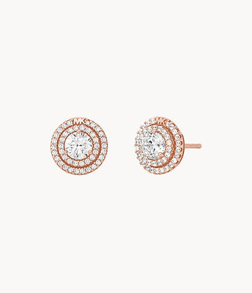 Aros con forma de halo y pavé de Michael Kors para mujer chapados en oro rosa de 14 quilates sobre plata de ley