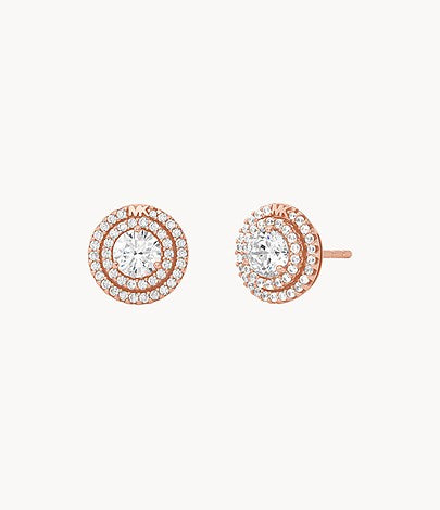 Aros con forma de halo y pavé de Michael Kors para mujer chapados en oro rosa de 14 quilates sobre plata de ley