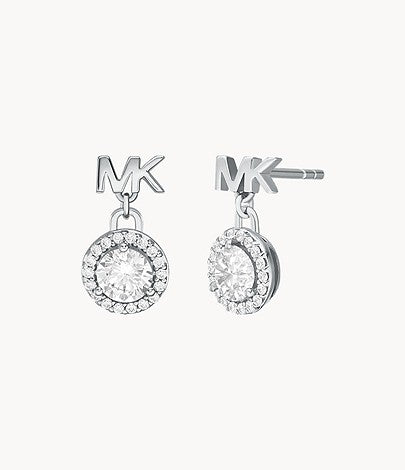 Pendientes colgantes con halo y pavé de Michael Kors para mujer en plata de ley