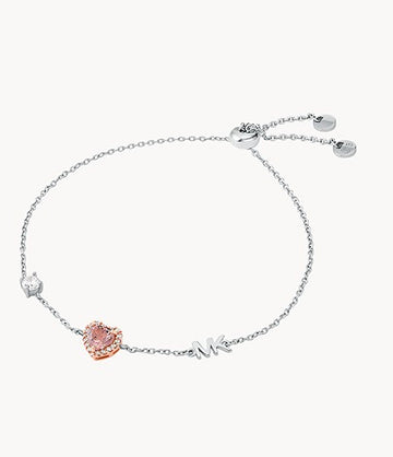 Michael Kors Women's Heart Slider Two-Tone Bracelet in Sterling Silver