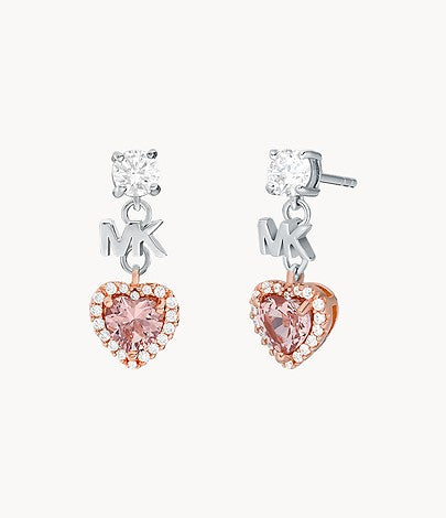 Michael Kors Women's Heart Drop Earrings in Two-Tone Sterling Silver