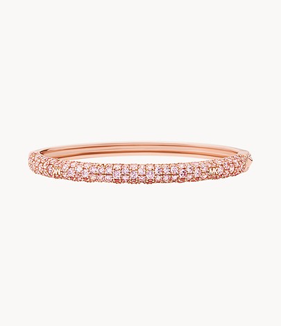 Pulsera con logotipo Pavé de Michael Kors para mujer en baño de oro rosa de 14 quilates sobre plata de ley