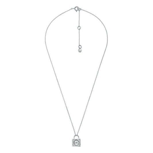 Michael Kors Women's Zirconia Pave Lock Necklace in Sterling Silver