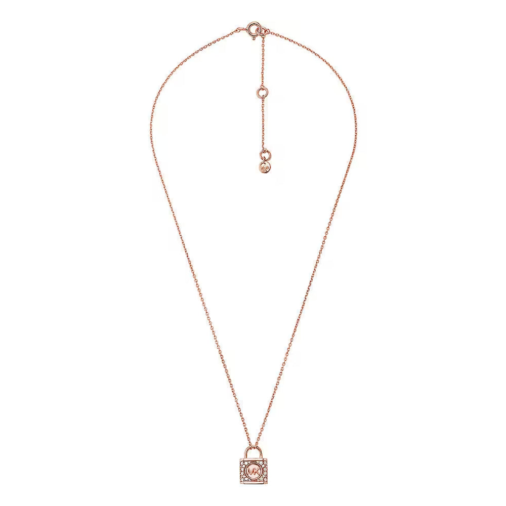 Michael Kors Women's Zirconia Necklace in Rose Gold-Plating over Sterling Silver