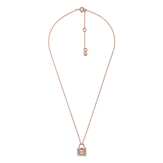 Michael Kors Women's Zirconia Necklace in Rose Gold-Plating over Sterling Silver