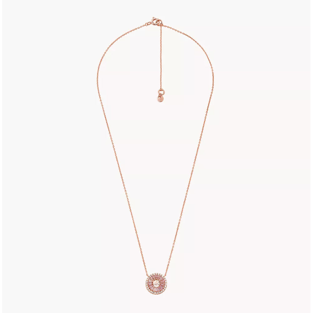 Michael Kors Women's Cubic Zirconia Necklace in Rose Gold-Plating over Sterling Silver