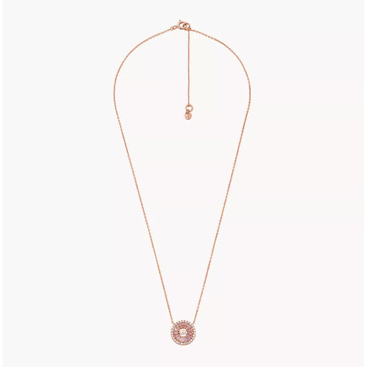 Michael Kors Women's Cubic Zirconia Necklace in Rose Gold-Plating over Sterling Silver