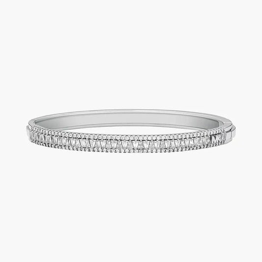 Michael Kors Women's Cubic Zirconia Tapered Baguette and Pave Bangle Bracelet in Sterling Silver