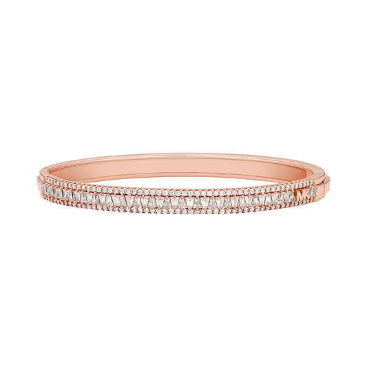 Michael Kors Women's Cubic Zirconia Baguette and Pave Bangle Bracelet in 14K Rose Gold Plating over Sterling Silver.