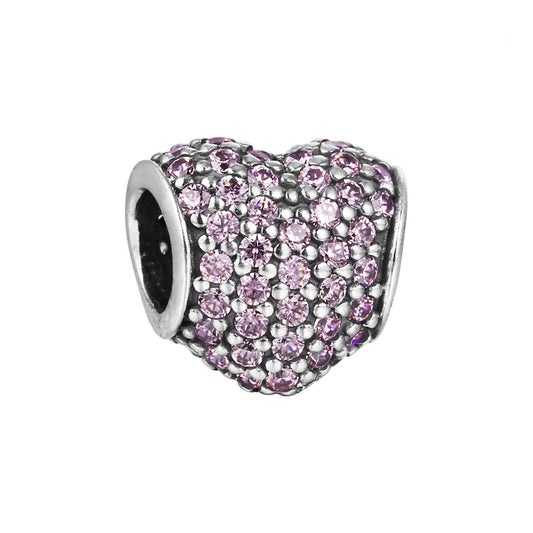 Charm de corazón Pavé de Ragazza Studio en plata de ley 925 - Rosa