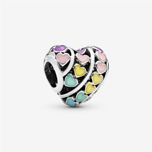 Ragazza Studio Rainbow Hearts Charm in 925 Sterling Silver