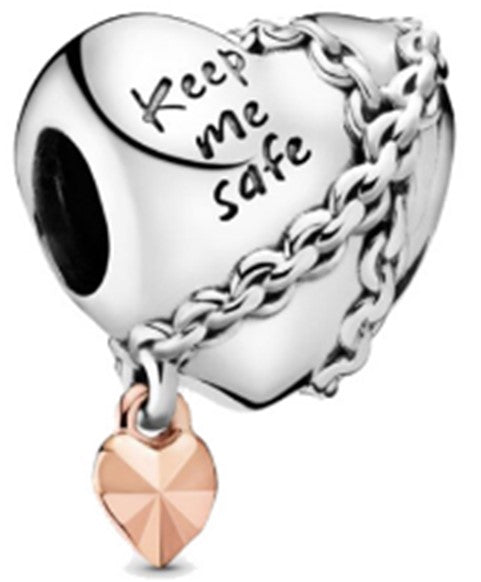 Ragazza Studio Keep Me Safe Heart Charm in 925 Sterling Silver