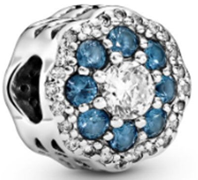 Ragazza Studio Sparkle Flower Charm in 925 Sterling Silver - Blue