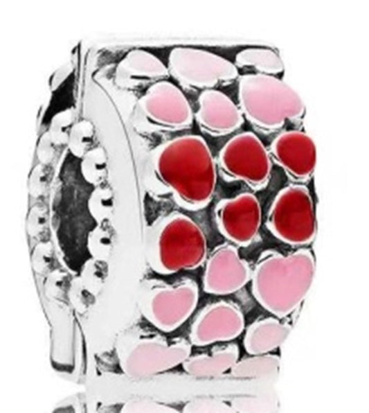 Ragazza Studio Women's Heart Clip in 925 Sterling Silver - Red/Pink