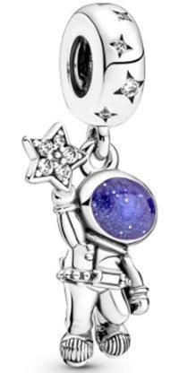 Ragazza Studio Astronaut in The Galaxy Dangle Charm in 925 Sterling Silver