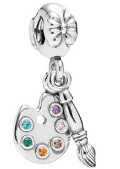 Ragazza Studio Artist Palette & Paintbrush Charm in 925 Sterling Silver