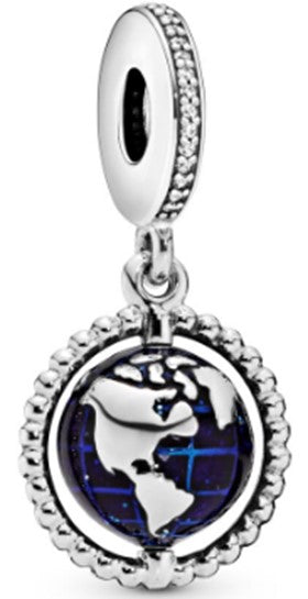 Ragazza Studio Spinning Globe Dangle Charm in 925 Sterling Silver