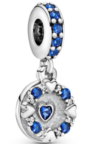 Charm colgante de corazones brillantes de Ragazza Studio en plata de ley 925 - Azul